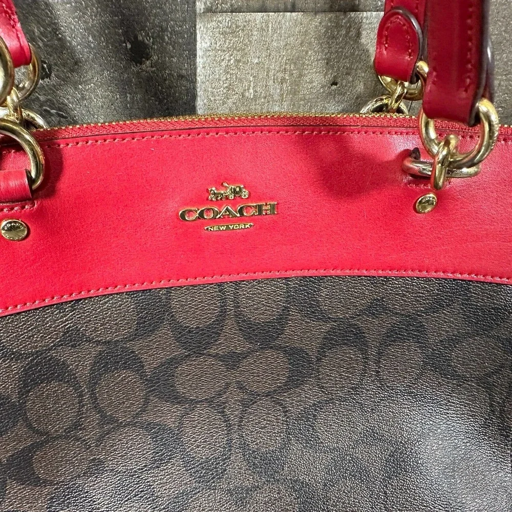 COACH BROOKE‎ CARRYALL IN SIGNATURE CANVAS (F26139) Brown True Red